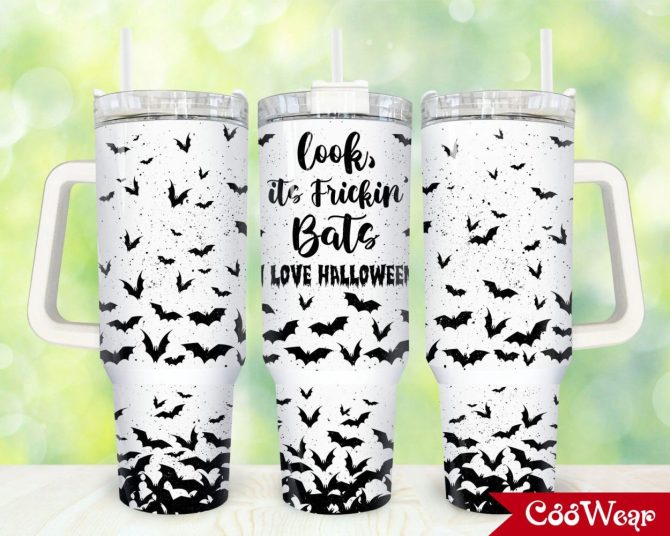 Halloween Bats Custom Stanley Quencher 40Oz Stainless Steel Tumbler With Handle