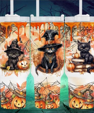 Halloween Black Cat Pumpkin Custom Stanley Quencher 40Oz Stainless Steel Tumbler With Handle