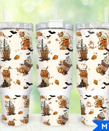 Halloween Boo Coffee Custom Stanley Quencher 40Oz Stainless Steel Tumbler With Handle