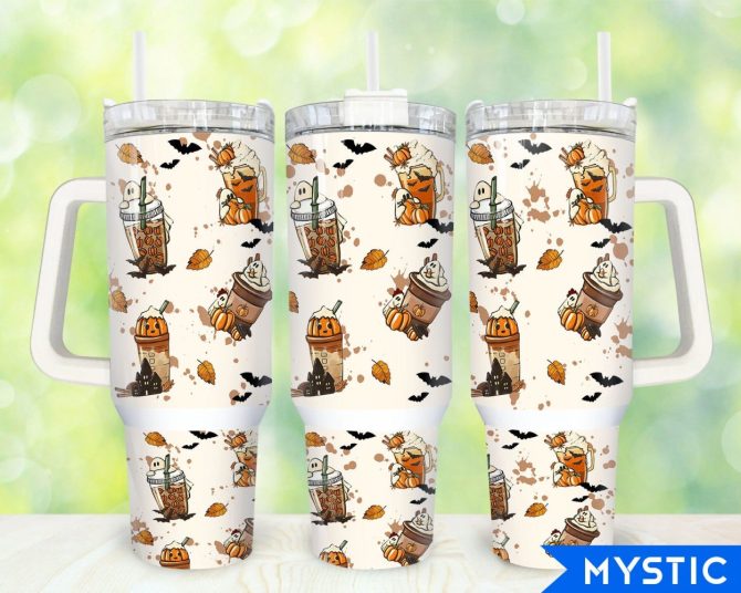Halloween Boo Coffee Custom Stanley Quencher 40Oz Stainless Steel Tumbler With Handle