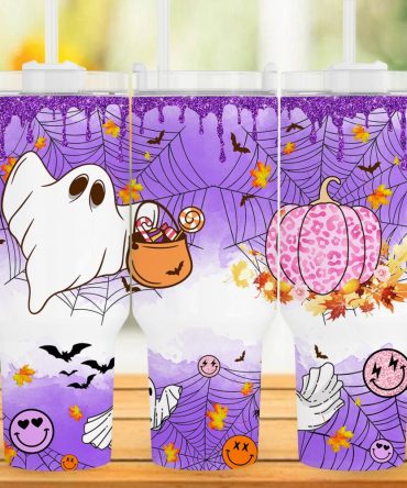 Halloween Ghost Pumpkin Custom Stanley Quencher 40Oz Stainless Steel Tumbler With Handle