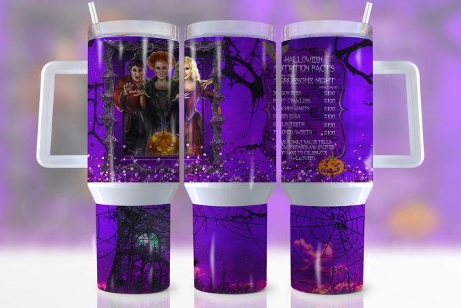 Halloween Hocus Pocus Movies Custom Stanley Quencher 40Oz Stainless Steel Tumbler With Handle