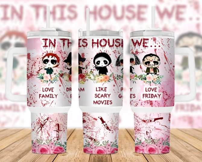 Halloween Horror Characters Movies Custom Stanley Quencher 40Oz Stainless Steel Tumbler With Handle