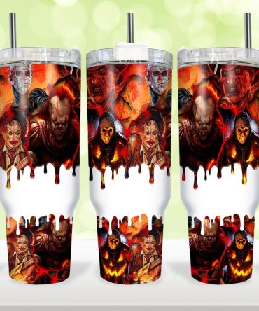 Halloween Horror Characters Movies Custom Stanley Quencher 40Oz Stainless Steel Tumbler With Handle