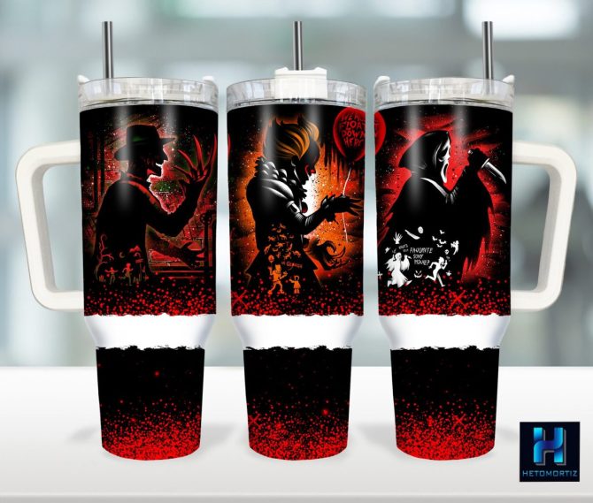 Halloween Horror Characters Movies Custom Stanley Quencher 40Oz Stainless Steel Tumbler With Handle
