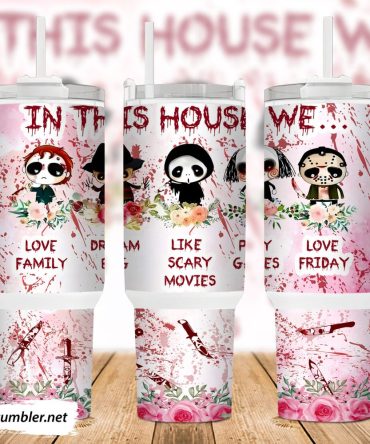 Halloween Horror Characters Movies Custom Stanley Quencher 40Oz Stainless Steel Tumbler With Handle