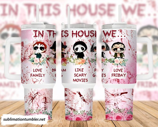 Halloween Horror Characters Movies Custom Stanley Quencher 40Oz Stainless Steel Tumbler With Handle
