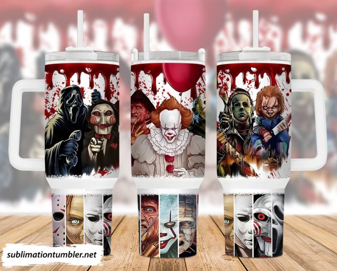 Halloween Horror Characters Movies Custom Stanley Quencher 40Oz Stainless Steel Tumbler With Handle