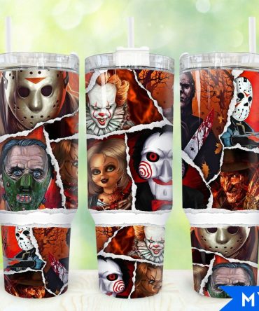 Halloween Horror Characters Movies Custom Stanley Quencher 40Oz Stainless Steel Tumbler With Handle
