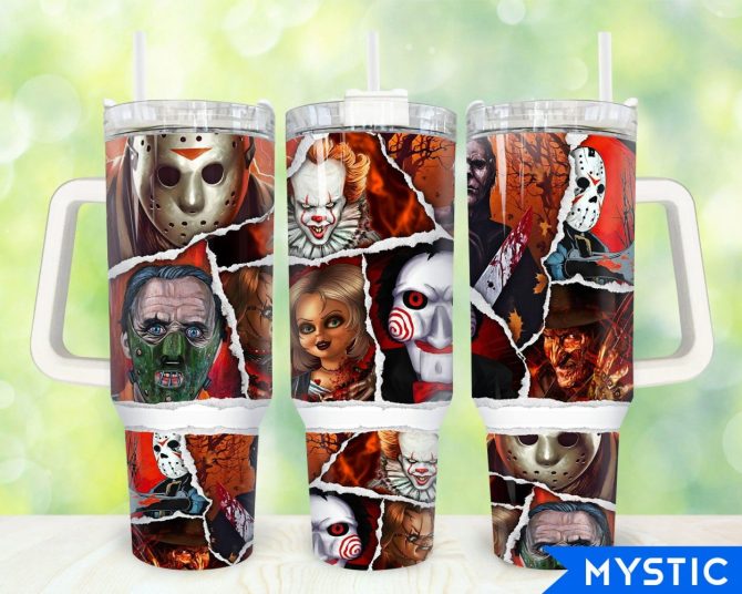 Halloween Horror Characters Movies Custom Stanley Quencher 40Oz Stainless Steel Tumbler With Handle
