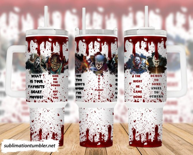 Halloween Horror Characters Movies Custom Stanley Quencher 40Oz Stainless Steel Tumbler With Handle
