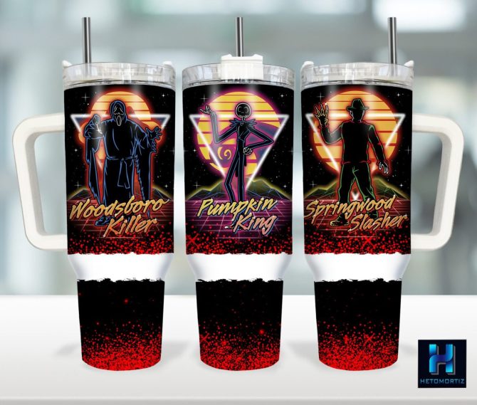 Halloween Horror Characters Movies Custom Stanley Quencher 40Oz Stainless Steel Tumbler With Handle