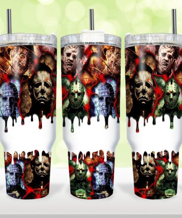 Halloween Horror Characters Movies Custom Stanley Quencher 40Oz Stainless Steel Tumbler With Handle
