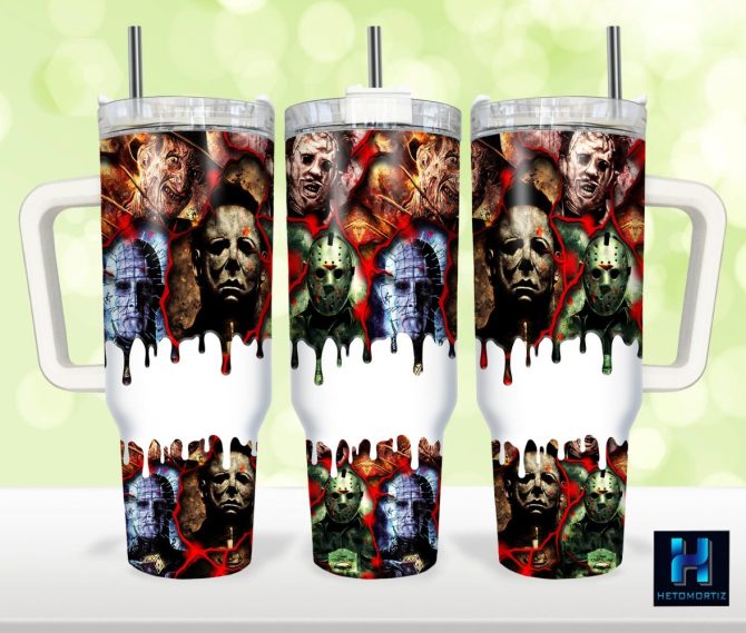 Halloween Horror Characters Movies Custom Stanley Quencher 40Oz Stainless Steel Tumbler With Handle