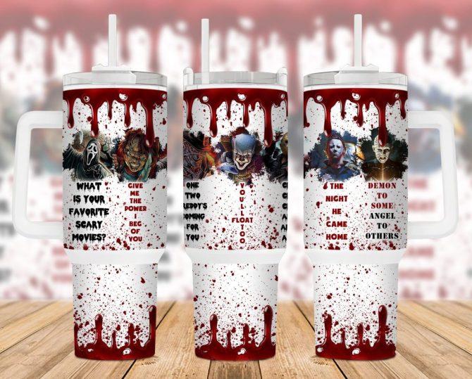 Halloween Horror Characters Movies Custom Stanley Quencher 40Oz Stainless Steel Tumbler With Handle