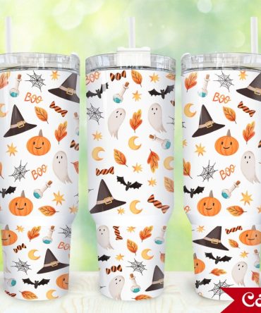 Halloween Pattern Custom Stanley Quencher 40Oz Stainless Steel Tumbler With Handle