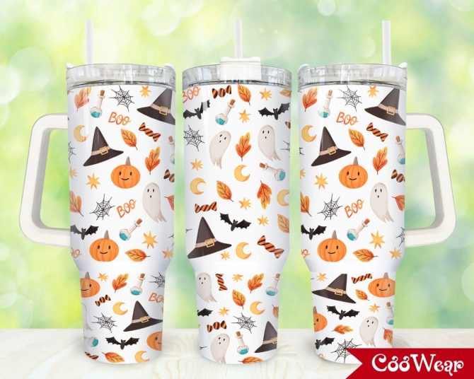 Halloween Pattern Custom Stanley Quencher 40Oz Stainless Steel Tumbler With Handle