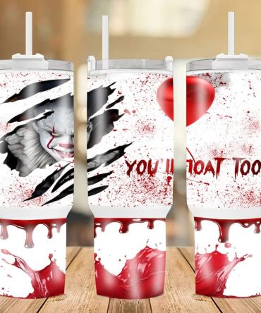 Halloween Pennywise It Movies Custom Stanley Quencher 40Oz Stainless Steel