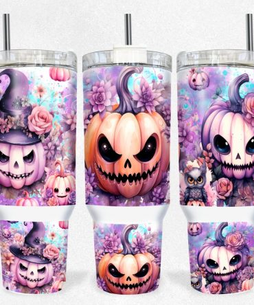 Halloween Scary Pumpkins Custom Stanley Quencher 40Oz Stainless Steel Tumbler With Handle