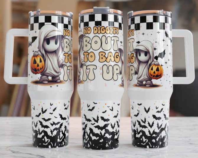 Halloween Skeletons And Pumpkins Custom Stanley Quencher 40Oz Stainless Steel Tumbler With Handle