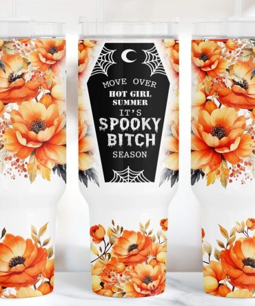 Halloween Spooky Bitch Season Custom Stanley Quencher 40Oz Stainless Steel Tumbler With Handle