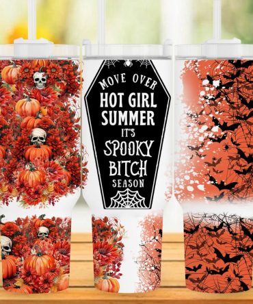 Halloween Spooky Bitch Season Custom Stanley Quencher 40Oz Stainless Steel Tumbler With Handle