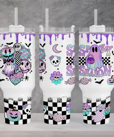 Halloween Spooky Season Custom Stanley Quencher 40Oz Stainless Steel Tumbler With Handle