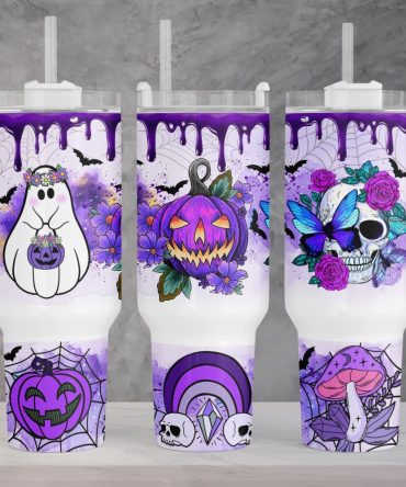 Halloween Spooky Vibes Custom Stanley Quencher 40Oz Stainless Steel Tumbler With Handle