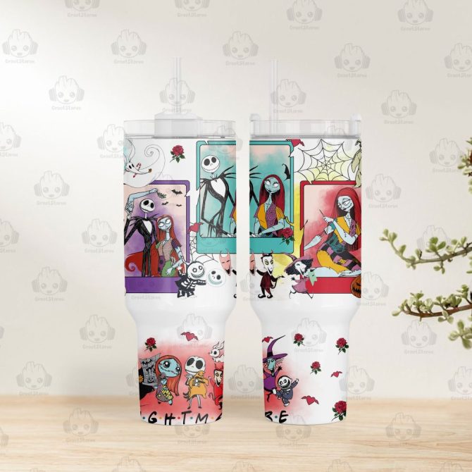 Halloween The Nightmare Before Christmas Disney Movies Custom Stanley Quencher 40Oz Stainless Steel Tumbler With Handle - Image 4