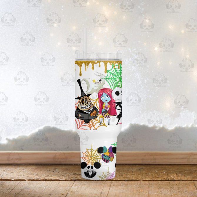 Halloween The Nightmare Before Christmas Disney Movies Custom Stanley Quencher 40Oz Stainless Steel Tumbler With Handle - Image 4