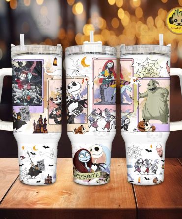 Halloween The Nightmare Before Christmas Disney Movies Custom Stanley Quencher 40Oz Stainless Steel Tumbler With Handle