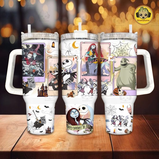 Halloween The Nightmare Before Christmas Disney Movies Custom Stanley Quencher 40Oz Stainless Steel Tumbler With Handle