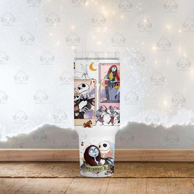 Halloween The Nightmare Before Christmas Disney Movies Custom Stanley Quencher 40Oz Stainless Steel Tumbler With Handle - Image 4