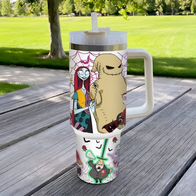 Halloween The Nightmare Before Christmas Disney Movies Custom Stanley Quencher 40Oz Stainless Steel Tumbler With Handle - Image 4