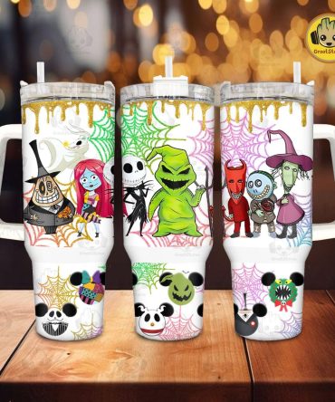 Halloween The Nightmare Before Christmas Disney Movies Custom Stanley Quencher 40Oz Stainless Steel Tumbler With Handle
