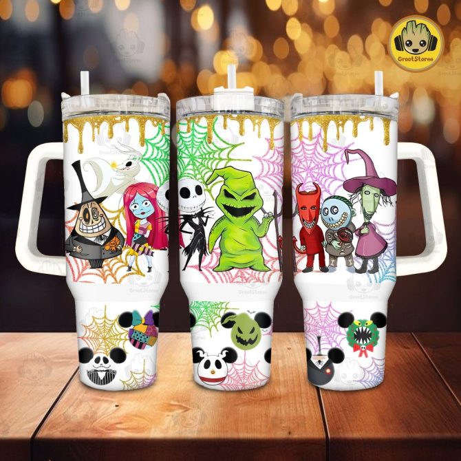Halloween The Nightmare Before Christmas Disney Movies Custom Stanley Quencher 40Oz Stainless Steel Tumbler With Handle