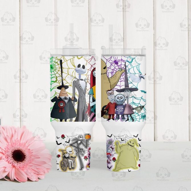 Halloween The Nightmare Before Christmas Disney Movies Custom Stanley Quencher 40Oz Stainless Steel Tumbler With Handle - Image 3