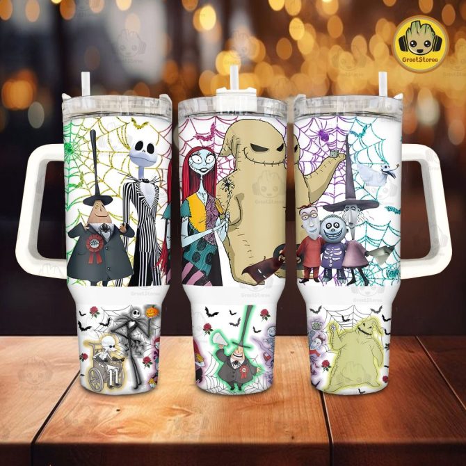 Halloween The Nightmare Before Christmas Disney Movies Custom Stanley Quencher 40Oz Stainless Steel Tumbler With Handle