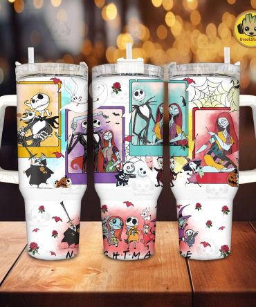 Halloween The Nightmare Before Christmas Disney Movies Custom Stanley Quencher 40Oz Stainless Steel Tumbler With Handle