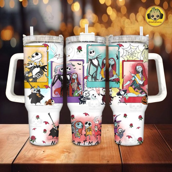 Halloween The Nightmare Before Christmas Disney Movies Custom Stanley Quencher 40Oz Stainless Steel Tumbler With Handle