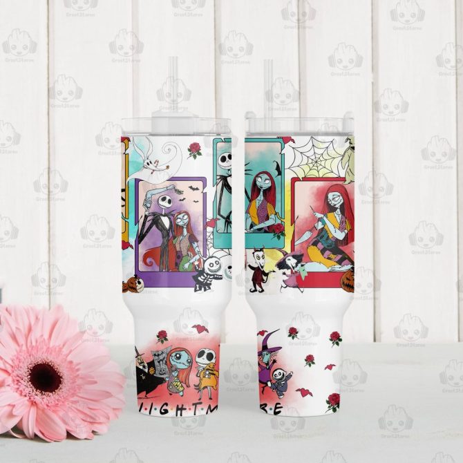Halloween The Nightmare Before Christmas Disney Movies Custom Stanley Quencher 40Oz Stainless Steel Tumbler With Handle - Image 2