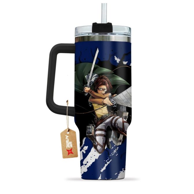 Hange Zoe Attack On Titan Anime Custom Stanley Quencher 40Oz Stainless Steel Tumbler With Handle - Image 3