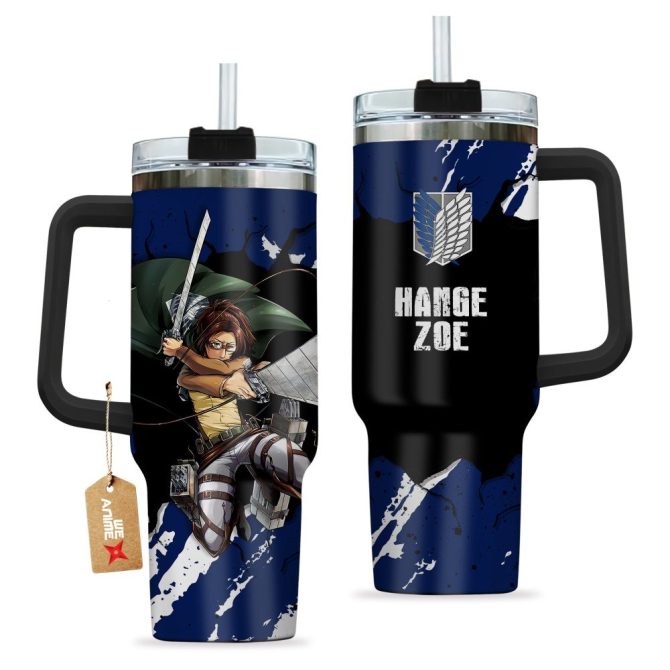 Hange Zoe Attack On Titan Anime Custom Stanley Quencher 40Oz Stainless Steel Tumbler With Handle