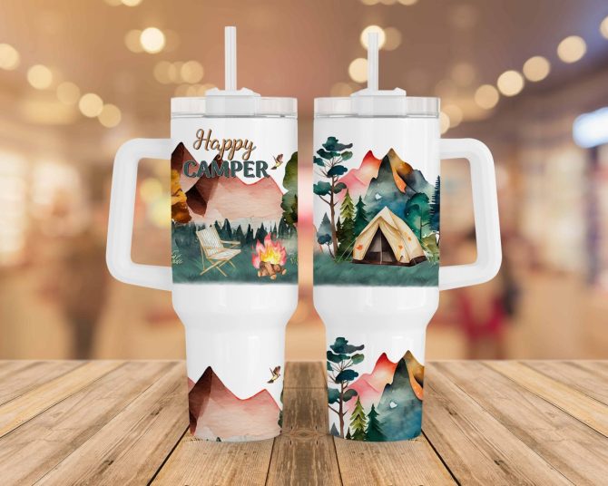 Happy Camping Custom Stanley Quencher 40Oz Stainless Steel Tumbler With Handle - Image 2