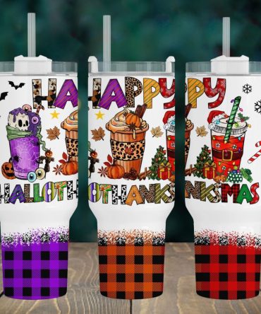 Happy Hallowthanksmas Custom Stanley Quencher 40Oz Stainless Steel Tumbler With Handle