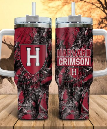 Harvard Crimson Ncaa Hunting Custom Stanley Quencher 40Oz Stainless Steel Tumbler With Handle