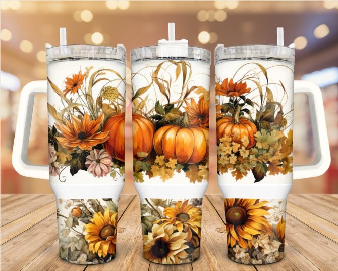 Harvest Pumpkins Custom Stanley Quencher 40Oz Stainless Steel Tumbler With Handle
