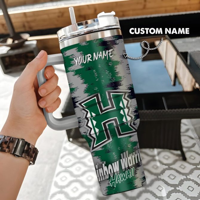 Hawaii Rainbow Warriors Ncaa Custom Stanley Quencher 40Oz Stainless Steel Tumbler With Handle