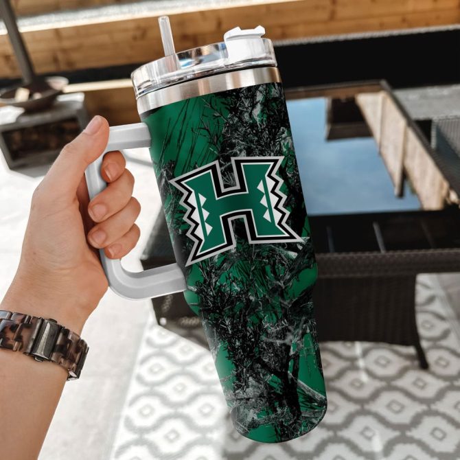 Hawaii Rainbow Warriors Ncaa Hunting Custom Stanley Quencher 40Oz Stainless Steel Tumbler With Handle - Image 2