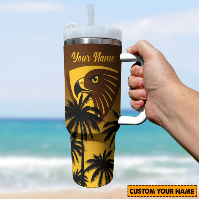Hawthorn Hawks Afl Custom Stanley Quencher 40Oz Stainless Steel Tumbler With Handle - Image 3